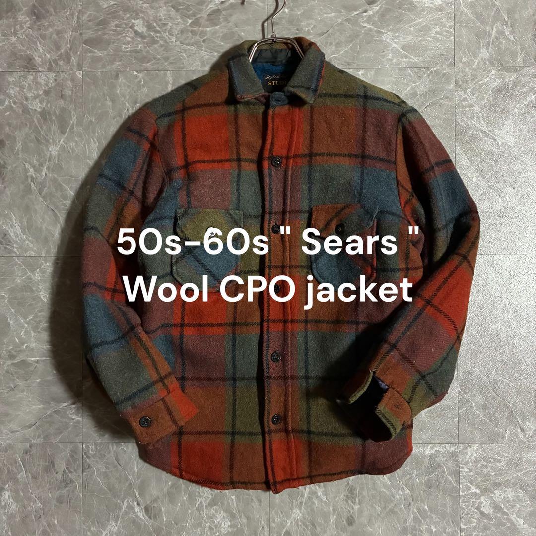 【H】50s-60sSearsウールジャケット オンブレチェック