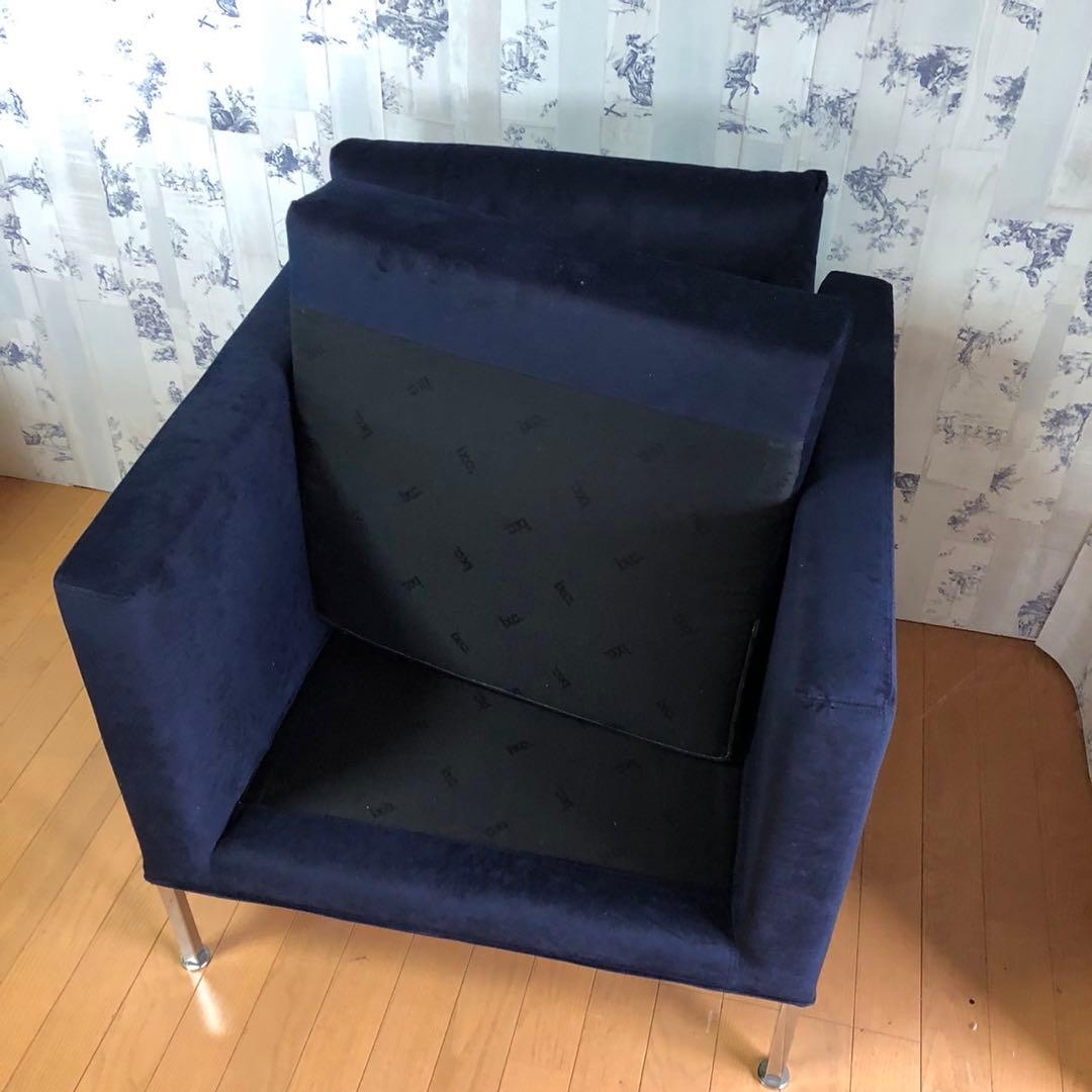 極美品 カッシーナ ボックススモールソファ ファブリック ネイビー