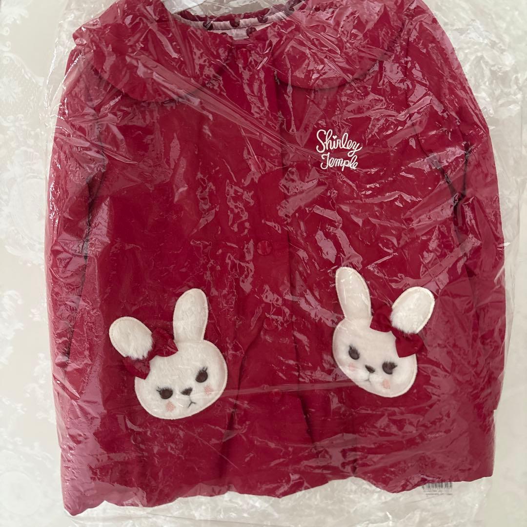 新品未使用♡タグ付き♡うさぎタフタコート♡S♡100から115♡アウター赤うさ耳