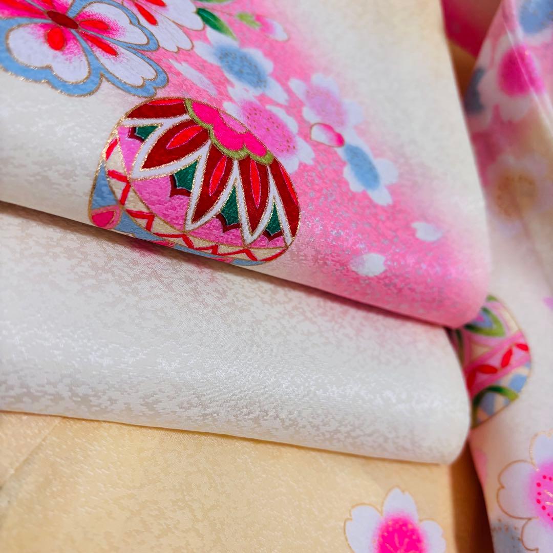 【新品】 正絹 特選京友禅 刺繍入り お宮参り産着♦︎長襦袢付 ペールオレンジ 鈴