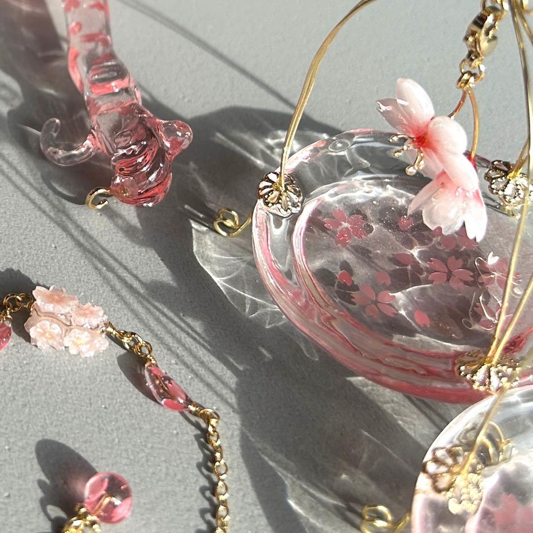 桜の天秤　　桜モチーフアクセサリー付き　水晶付　オブジェ　置物　さくら　桜