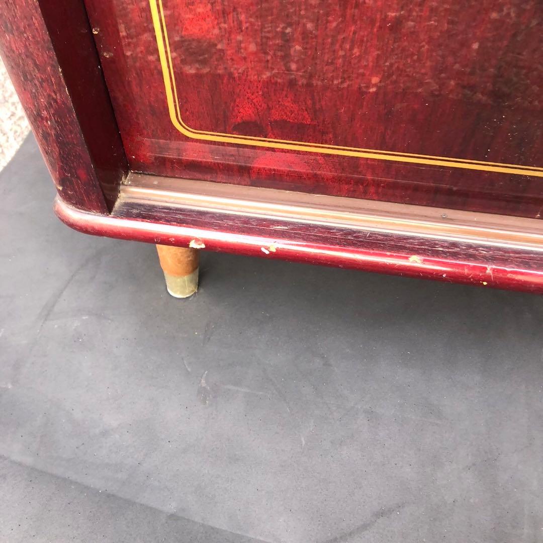 アンティーク　マホガニー　下駄箱　ワインレッド木製収納キャビネット