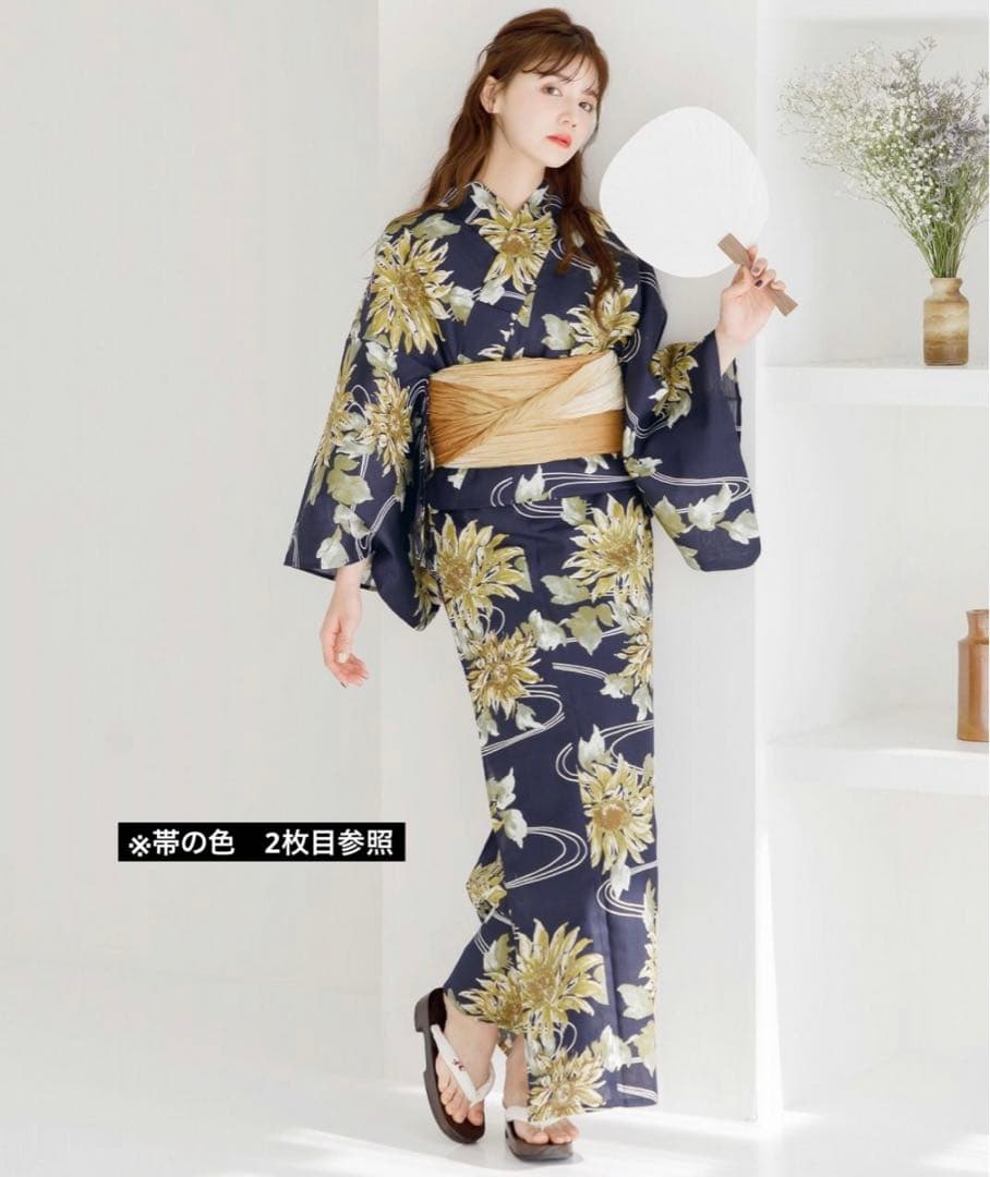 Dita ディータ 浴衣 ５点セット【夏色の向日葵しらべ(藍)】