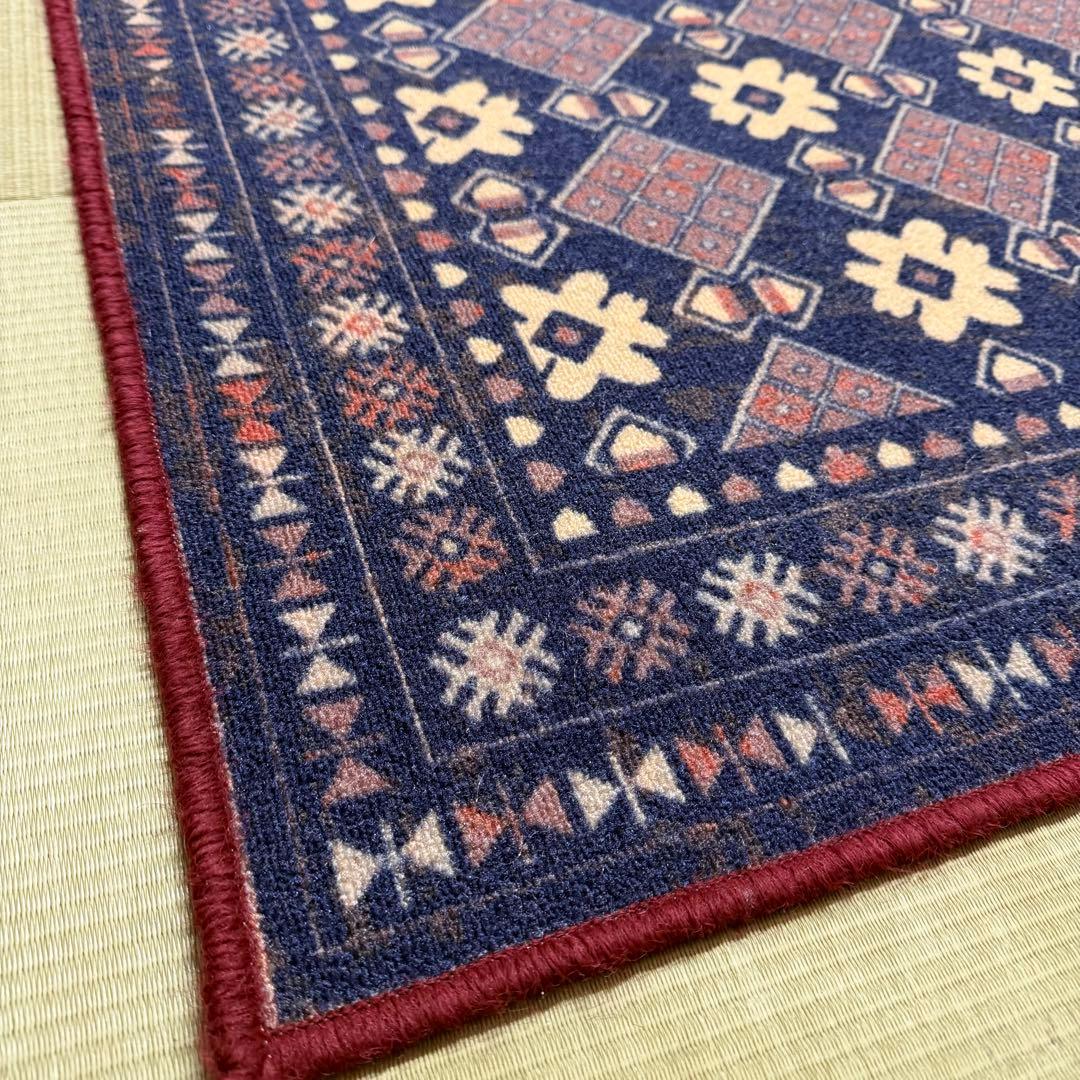 TOCO LIFE 200 × 200 ㎝ ラグ　レトロ　花柄　ネイビー