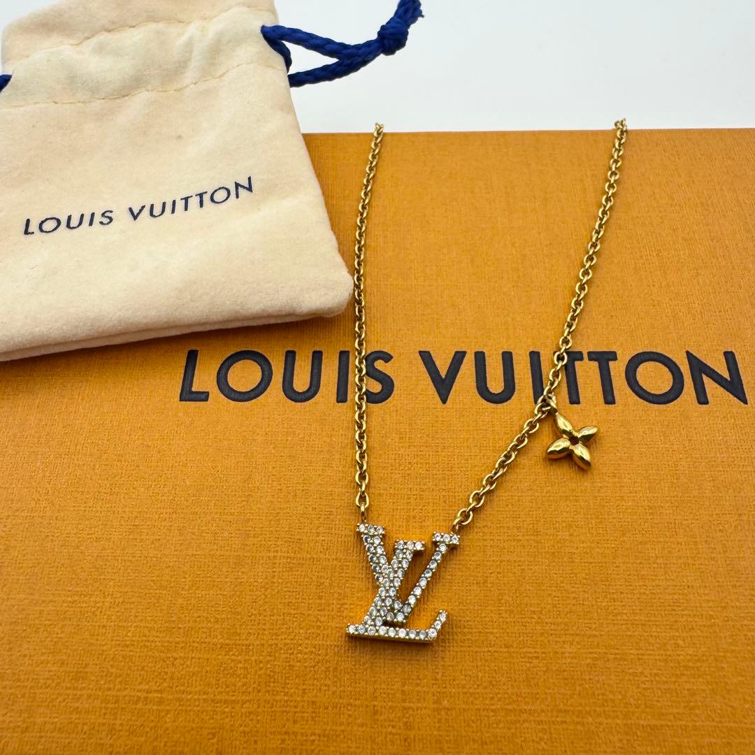 【美品】ルイヴィトン ネックレス LV アイコニック ゴールド ラインストーン