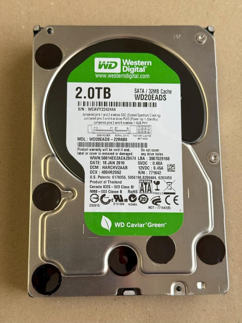 【稼働時間極少】WD 3.5インチ 2TB WD20EADS 3本セット