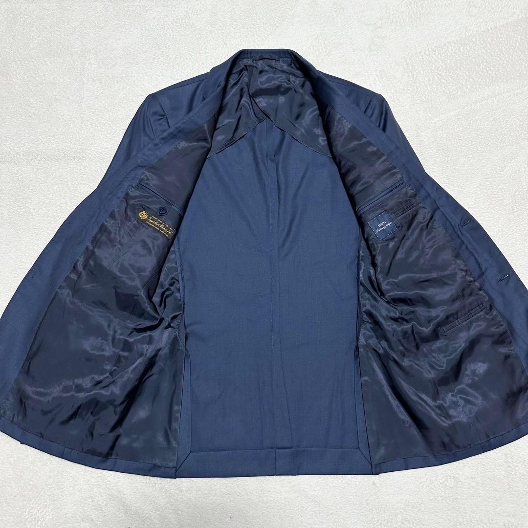 美品 シップス ロロピアーナ 伊製生地 シルク混ウール スーツ 紺 XL 082