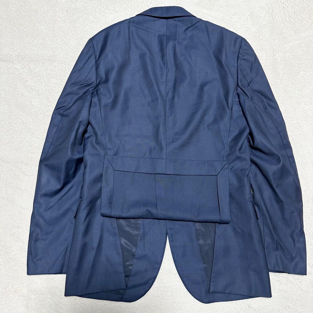 美品 シップス ロロピアーナ 伊製生地 シルク混ウール スーツ 紺 XL 082