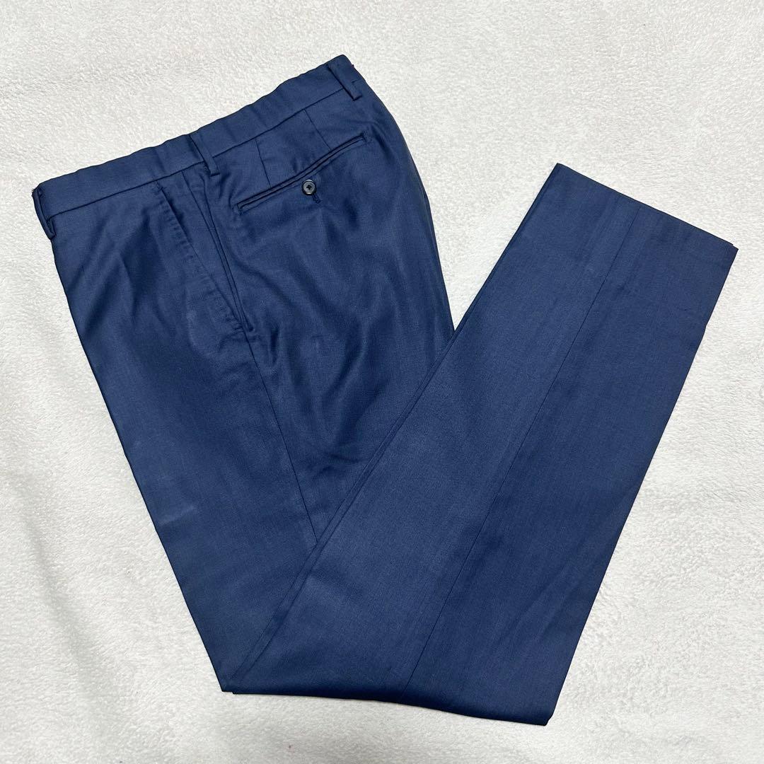 美品 シップス ロロピアーナ 伊製生地 シルク混ウール スーツ 紺 XL 082