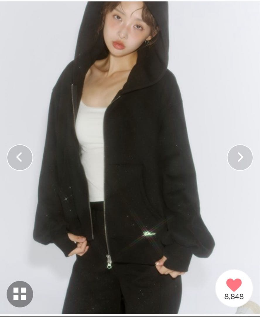 Lallana ラメココジップアップフーディー　セットアップ