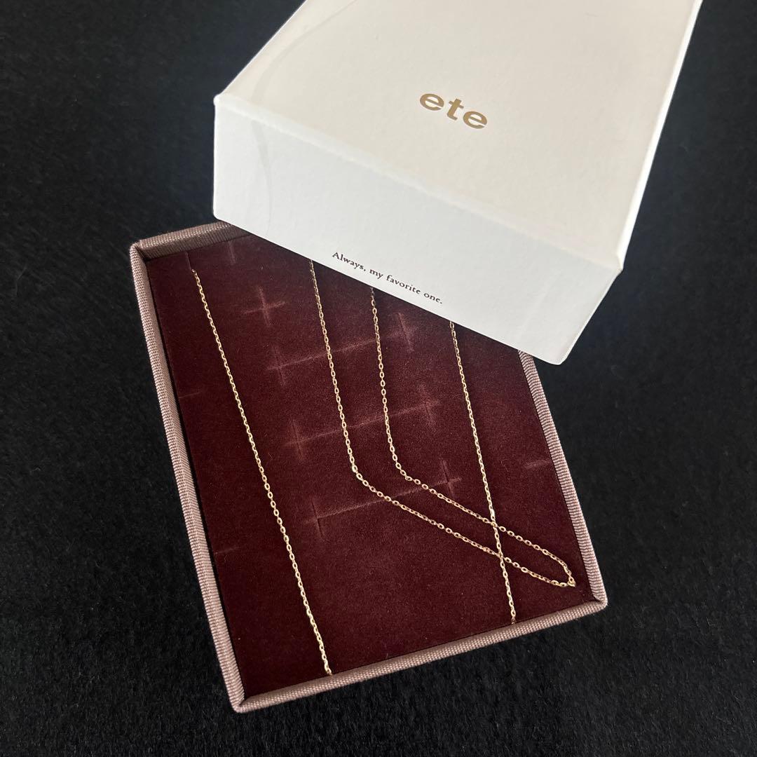 【美品】eteK10YG ミラーカットチェーン ロングネックレス