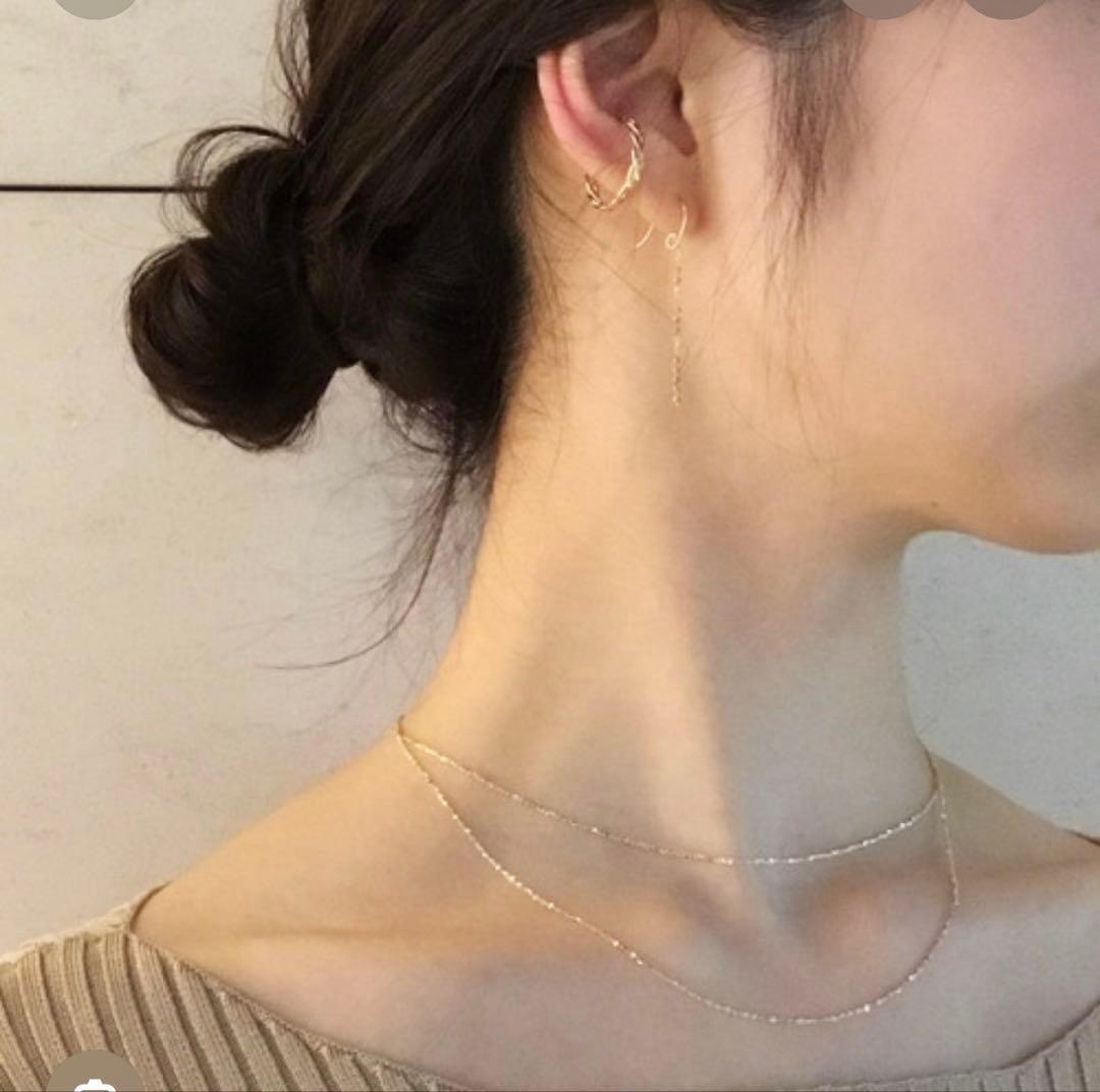 【美品】eteK10YG ミラーカットチェーン ロングネックレス