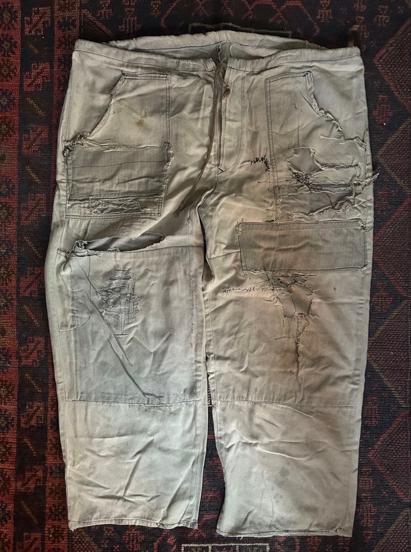 40s ワークパンツ　ボロの美学　ダブルニー