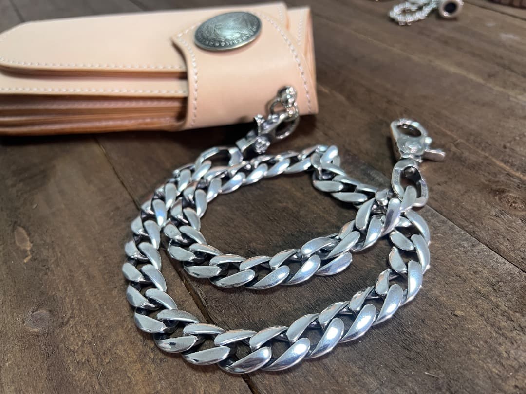 バイカー必須　ウォレット用プレーン　シルバーチェーン　TYPE2　QBKA005