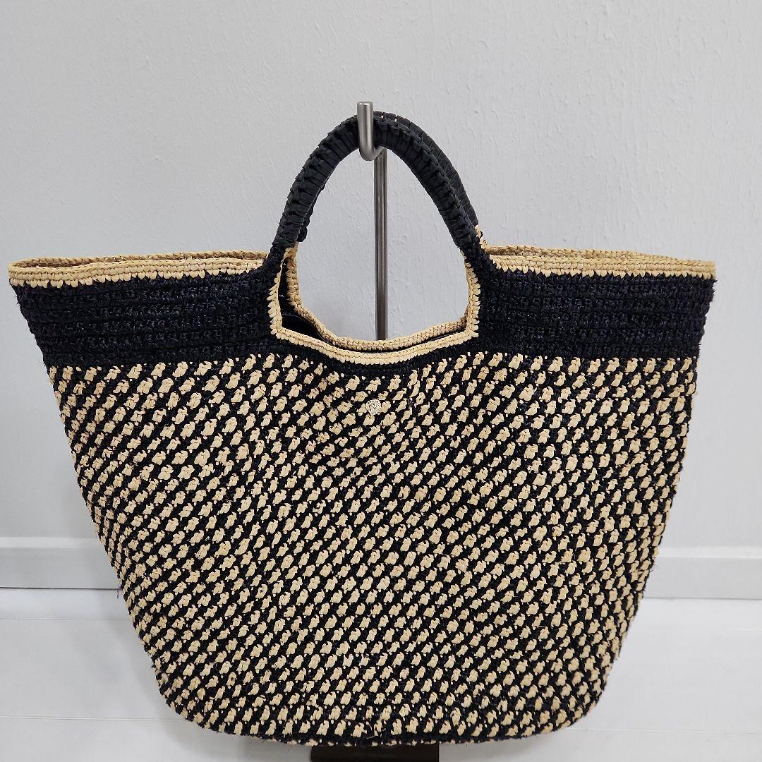ヘレンカミンスキー　ラフィアバッグ 黒×ベージュ