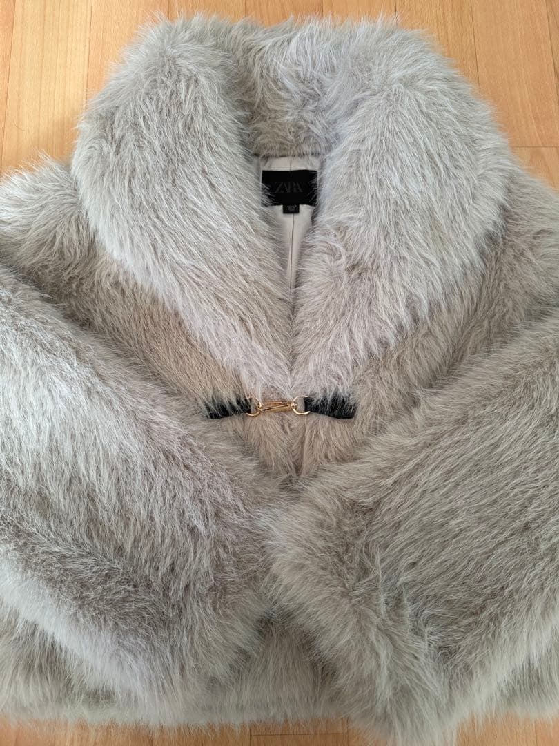 ZARA ショートフェイクファーコート トグルボタン S