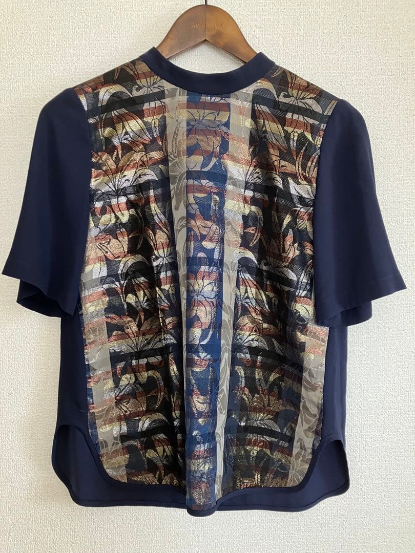 mame kurogouchi マメクロゴウチ ネイビー 半袖トップス