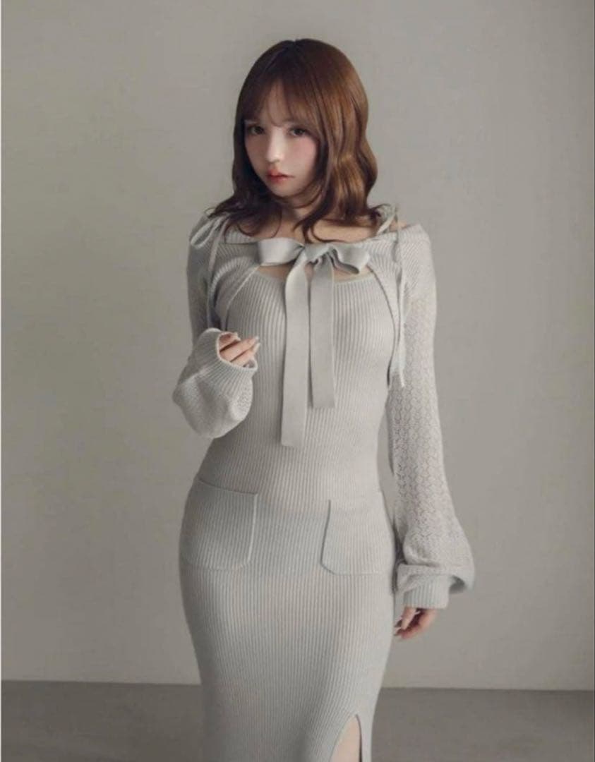 Kyla Crochet Knit Dress ブルー