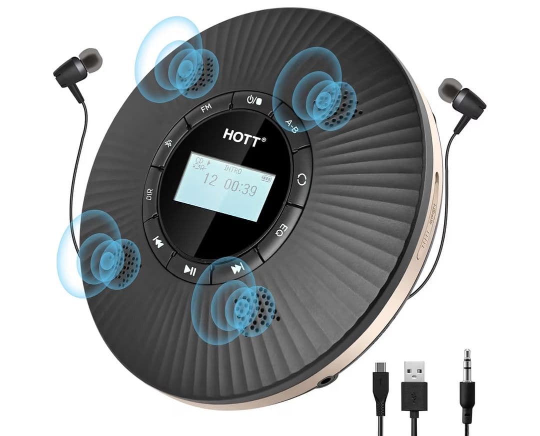 ポータブル CDプレーヤー Bluetooth5.3対応 1800mAh　再生