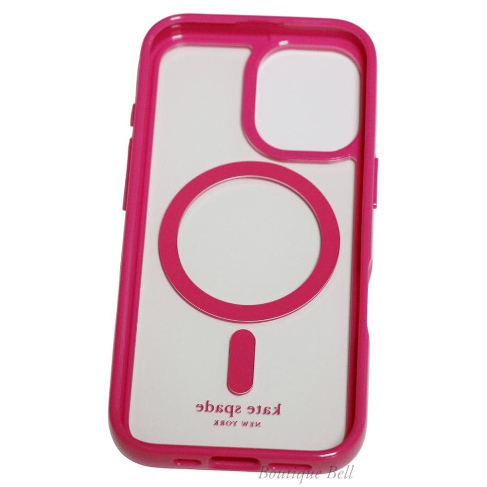 【ケイトスペード】Magsafe対応 iPhone16ケース ピンク&クリア