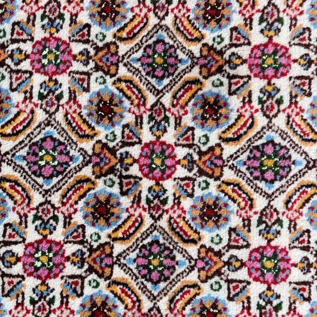 ペルシャ絨毯 玄関マット 本物 ムード産 手織り絨毯 ペルシャラグ57/88cm