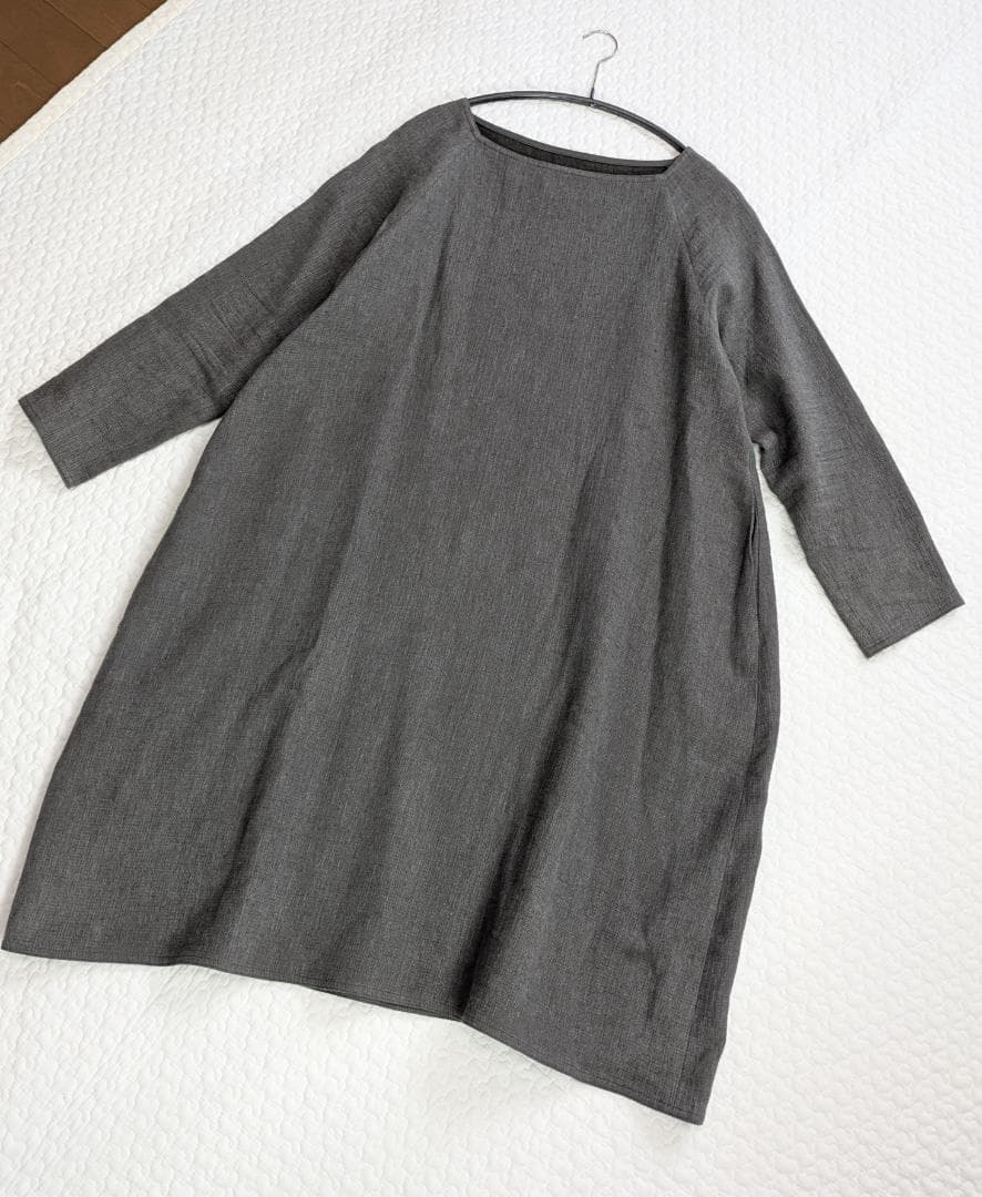 ヨーガンレール☆20年秋☆リネンコットン二重織バルーンOPチャコール☆美品です