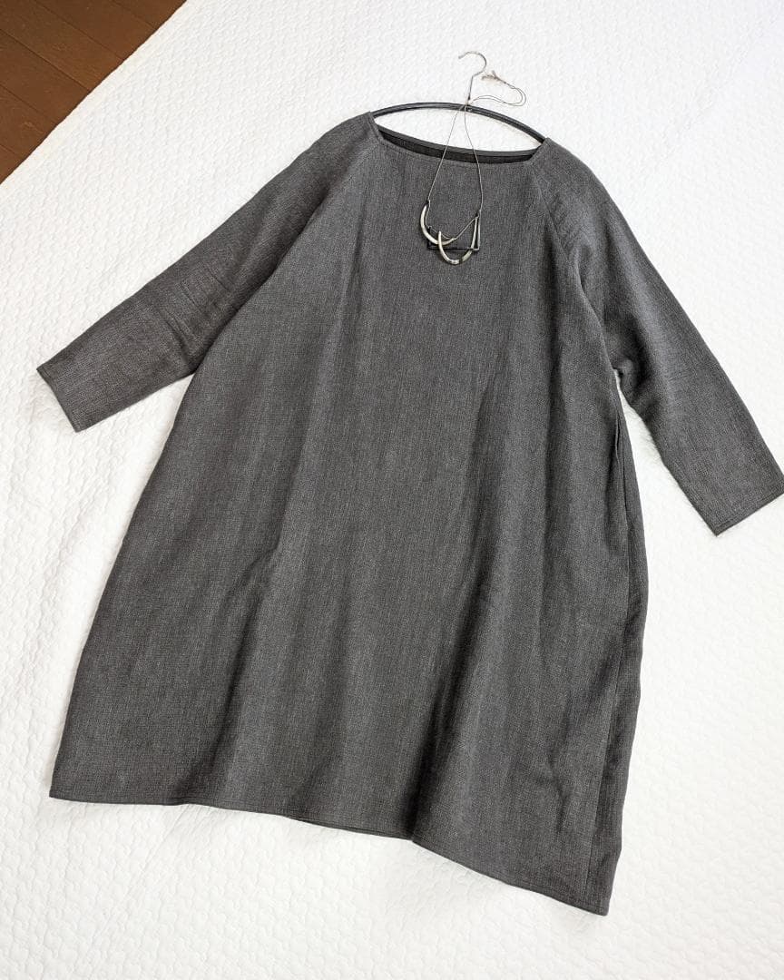 ヨーガンレール☆20年秋☆リネンコットン二重織バルーンOPチャコール☆美品です