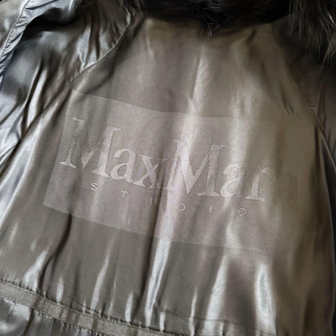 美品★マックスマーラ 高級リアルファー ロングコート ブラック 40