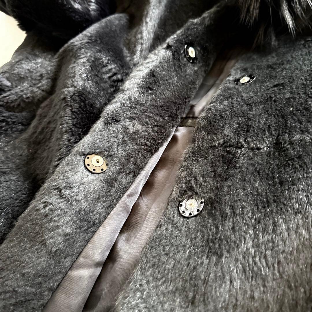 美品★マックスマーラ 高級リアルファー ロングコート ブラック 40