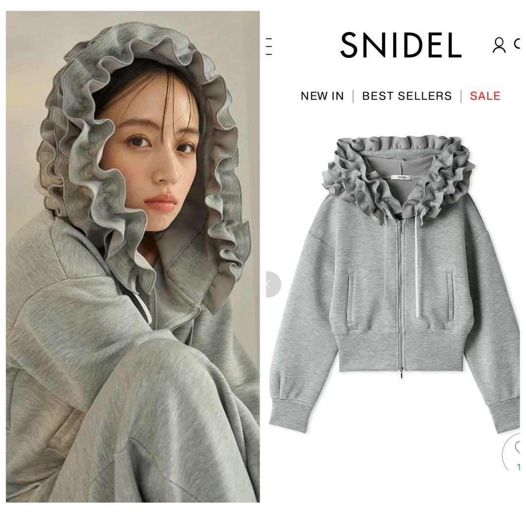 完売♥️新作新品✨SNIDELフリルショートジップパーカー✨ GRY