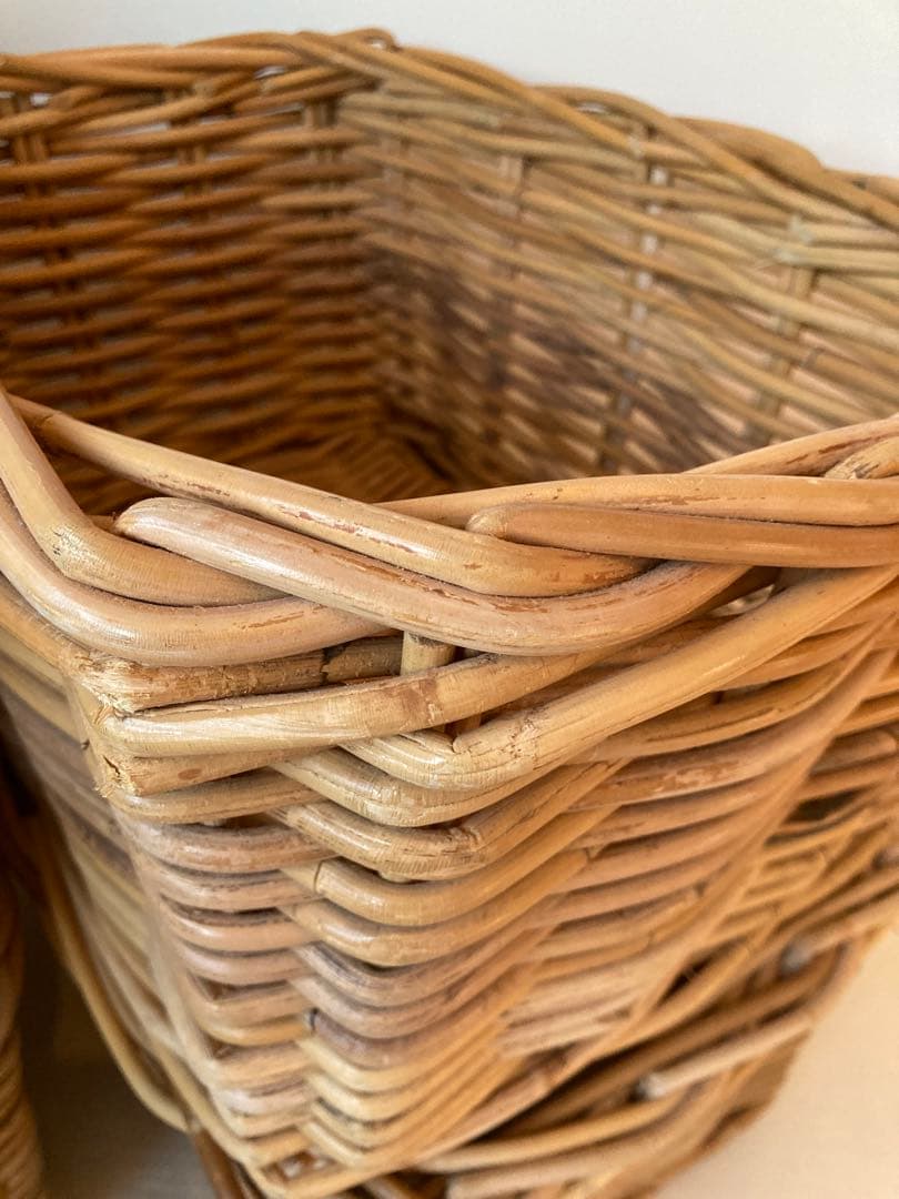 【未使用】松野屋 籐 バスケット カゴ 収納 4個セット
