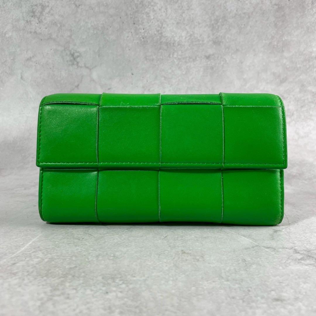 【付属品完備 美品】ボッテガヴェネタ 長財布 カセット 折りたたみ イントレ 緑