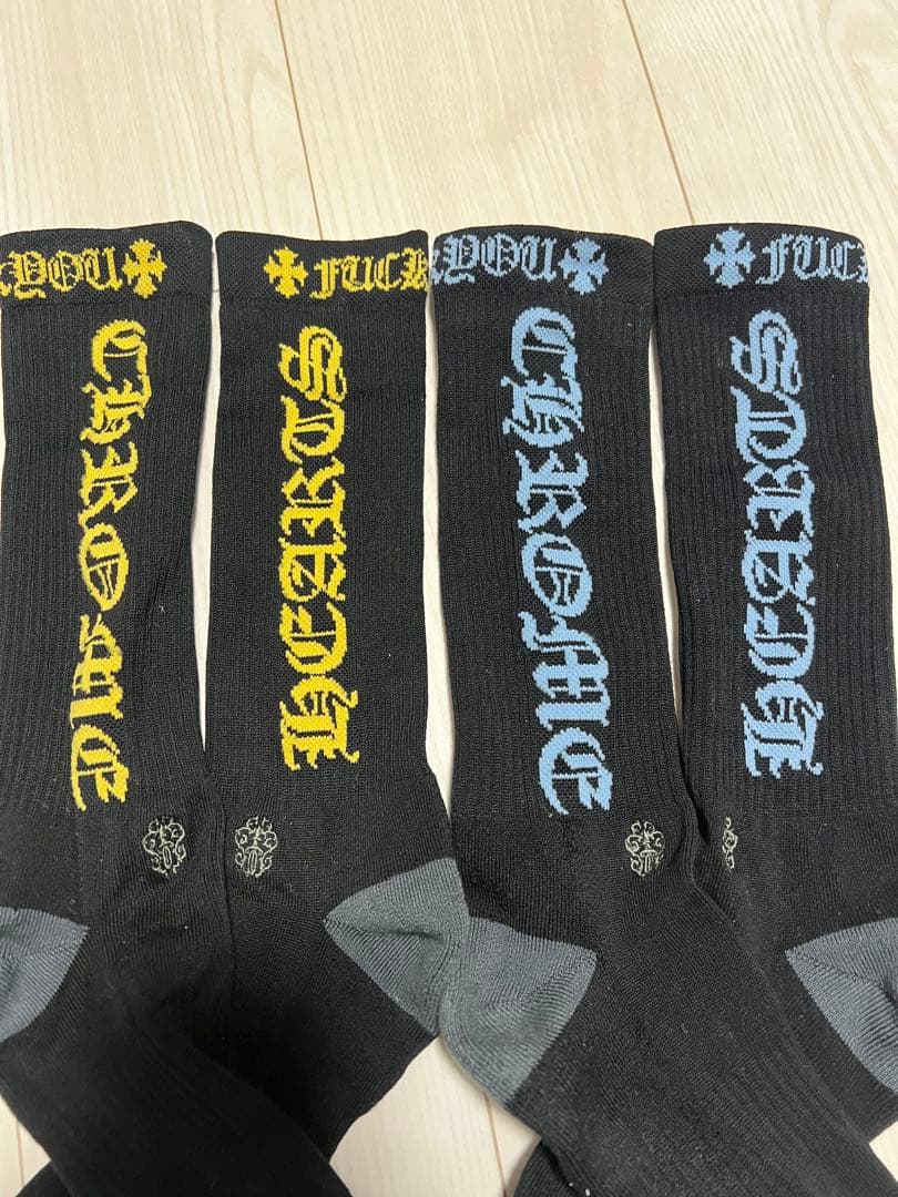 クロムハーツ　ソックス　ブルー　イエロー2点セット