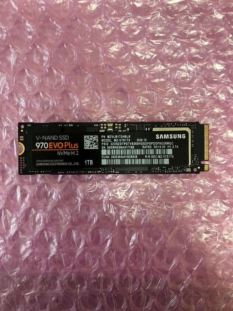 SSD 1TB NVMe SAMSUNG 970 EVO PLUS 約450時間
