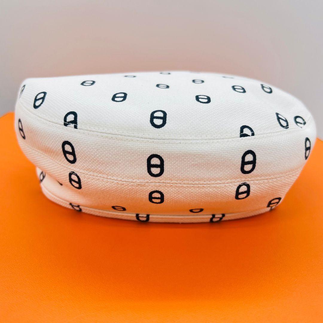 HERMES エルメス ベレー帽　シェーヌダンクル 帽子 ホワイト コットン