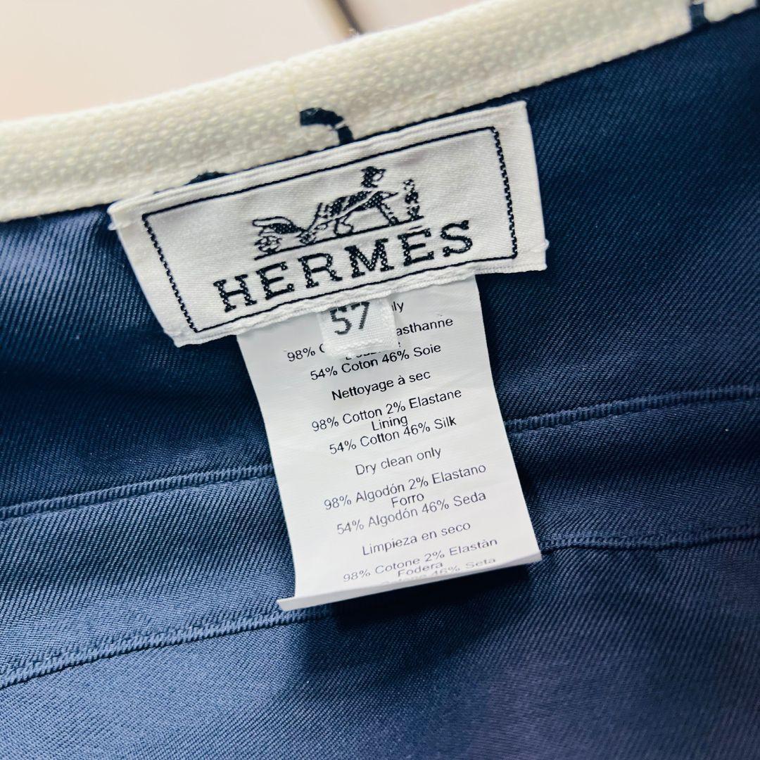 HERMES エルメス ベレー帽　シェーヌダンクル 帽子 ホワイト コットン