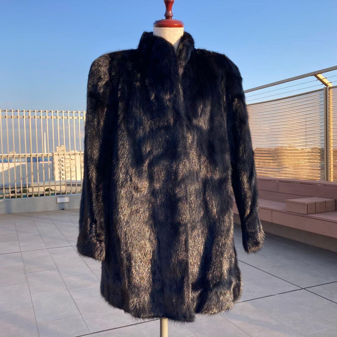 肉厚◎✨極美品✨高島屋 ダークミンクファー 毛皮 総丈83　11号