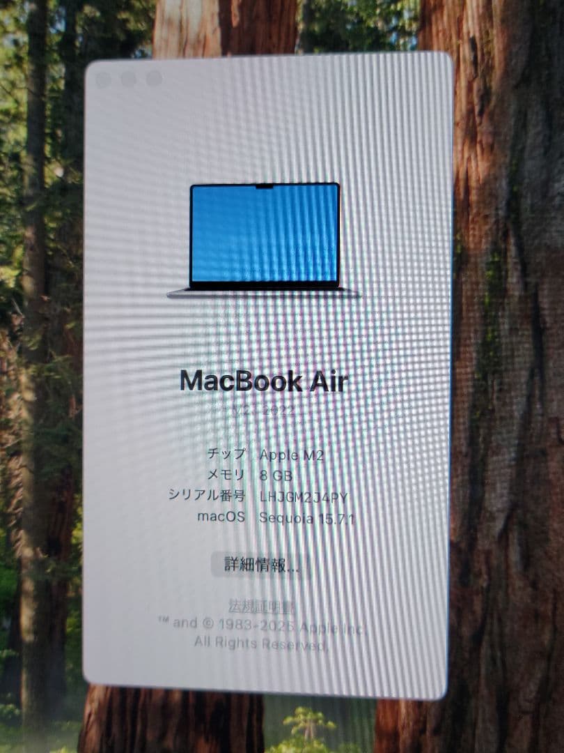 美品　MacBook Air M2 8GB/256GB 13.6インチ