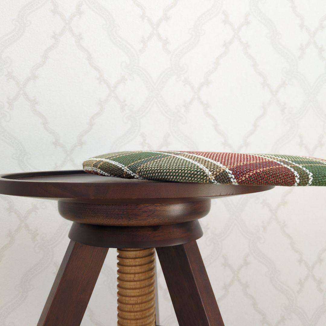 中古　スツール　３脚　チェック　椅子　木