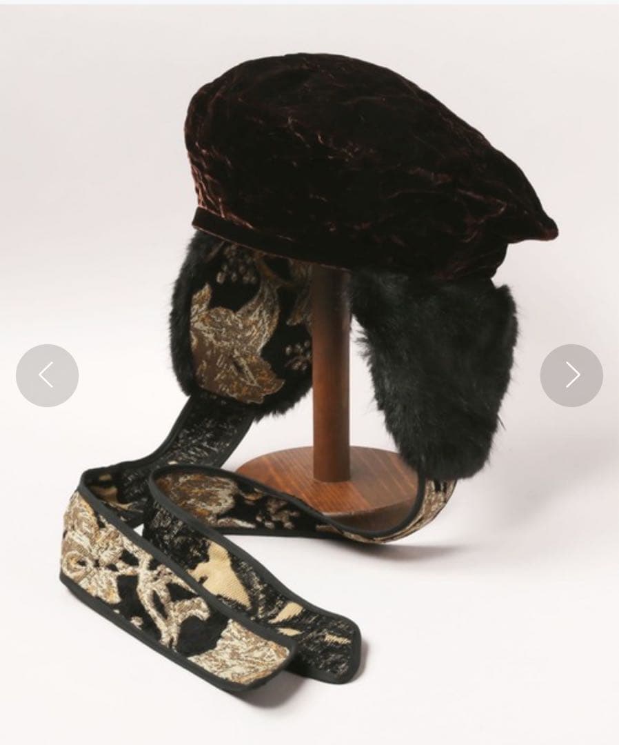 CA4LA☆ベルベットファー付き黒ベレー帽