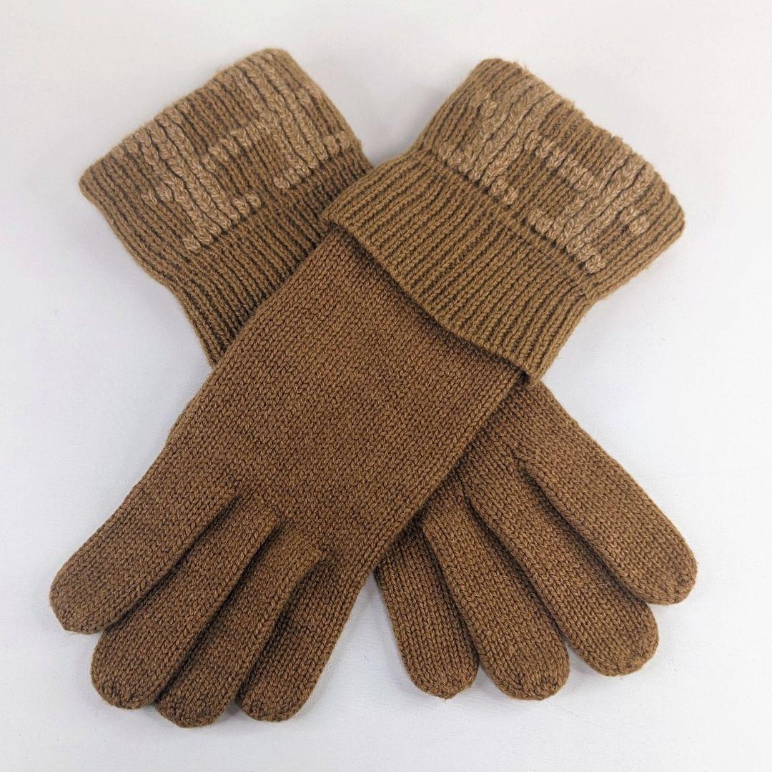HERMES エルメス カシミア 手袋 グローブ キャメル Hロゴ レディース