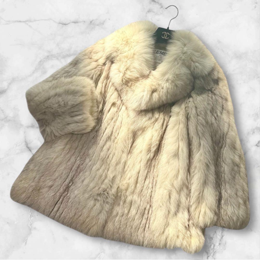 ボリューム◎EMBA ブルーフォックス　ファーコート　本毛皮　リアルファー