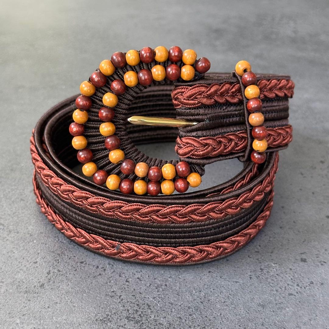 超希少✨イヴ・サンローラン　リヴ・ゴーシュ　ヴィンテージ　織ベルト　ブラウン