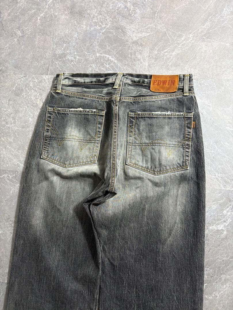 パンツ EDWIN selvage wide black denim pants W32