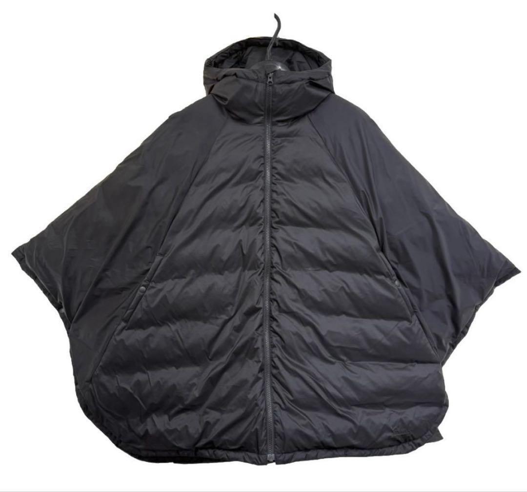 マーモット レイビームス別注 ダウンポンチョ フード ロゴ刺繍 黒