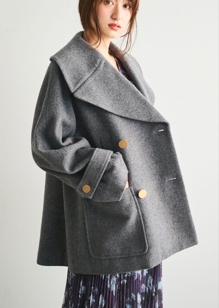 新品未使用 ココディール インペリアルモッサショートPコート グレー