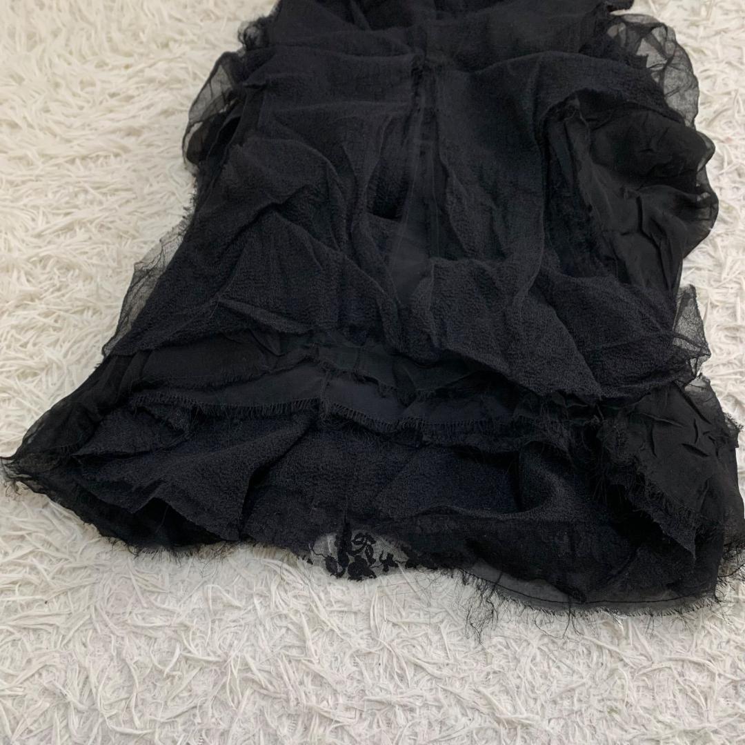 16494✨90s コムデギャルソン フリル 花レース ブラウス チュニック 黒