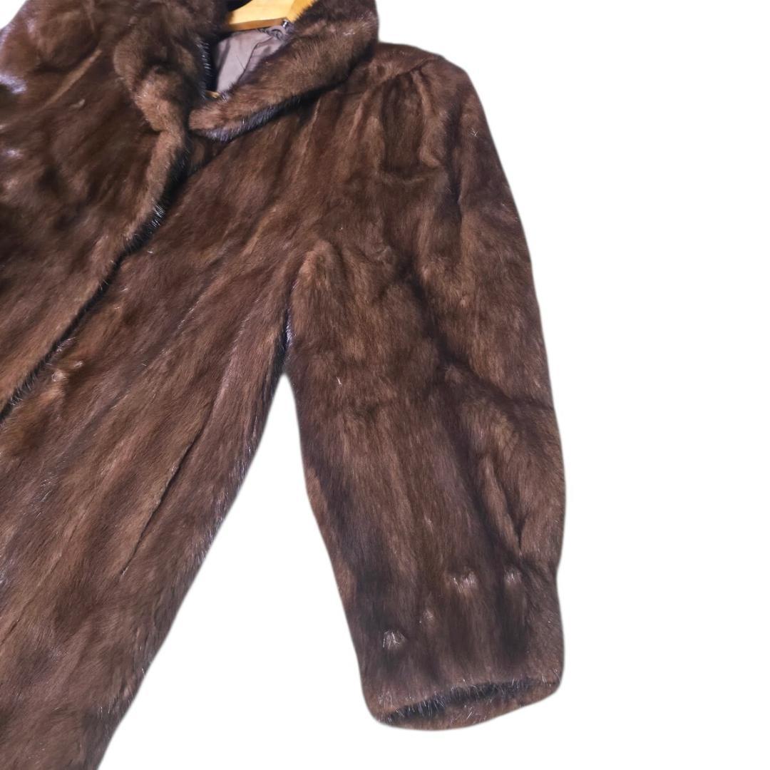 デミバフミンク ファーコート ドルマンスリーブ ブラウン 本毛皮 貂