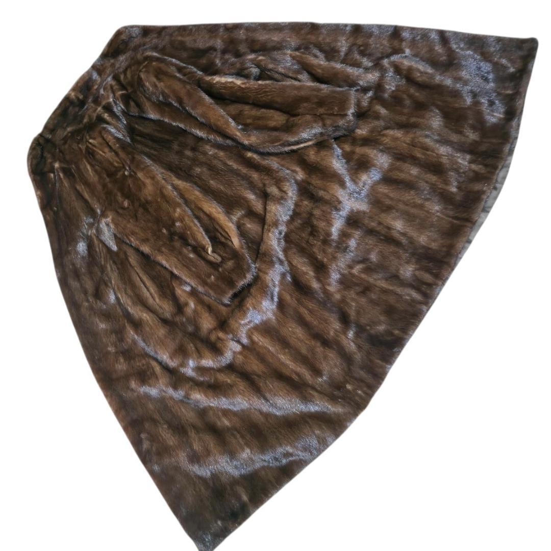 デミバフミンク ファーコート ドルマンスリーブ ブラウン 本毛皮 貂