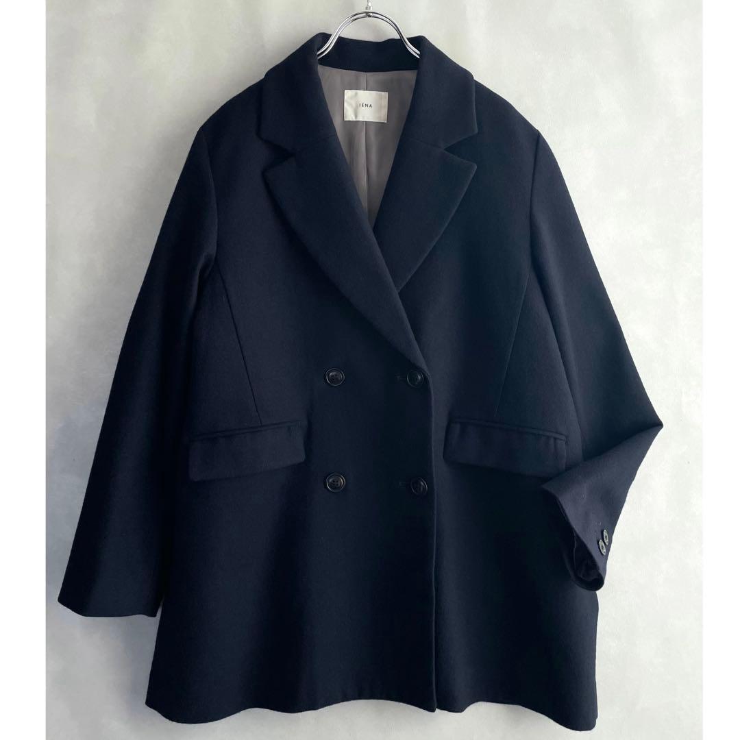 美品✨イエナ　22AW ダブルブレストジャケットコート　紺　38 オーバーサイズ